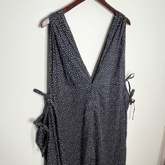 J. Crew Womens Maxi Dress Medium Navy Polka Dot Side Tie Beach Cover Up - Picture 11 of 12